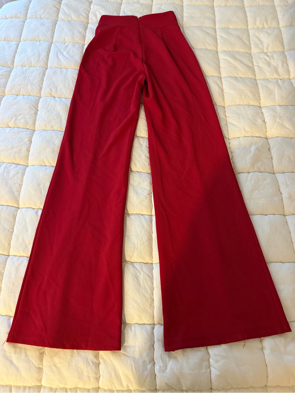 Red High-Waist Wide Leg Trousers